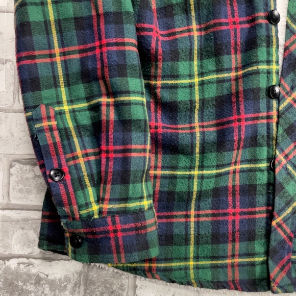 Rue Saint Patrick Sherpa Lined Overshirt Green/Red/Yellow - Picture 3 of 11